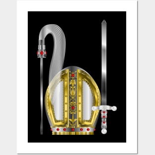 Orisha Obatala Papal Hat Silver Sword and Whisk Posters and Art